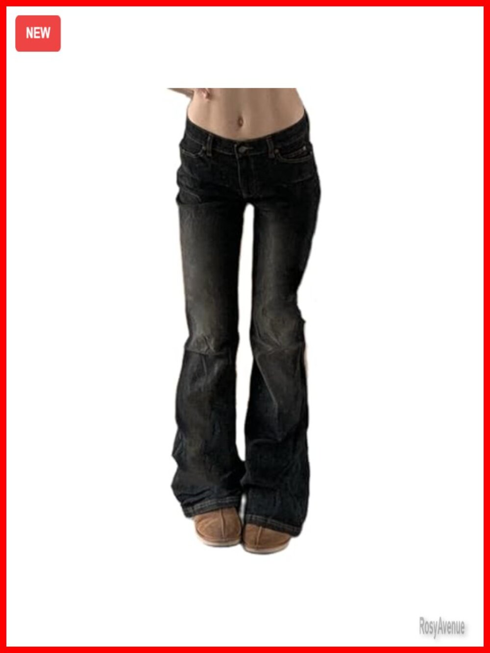 Polyester Low Rise Flared Bootcut Jeans Wide Leg Stretch Y2K